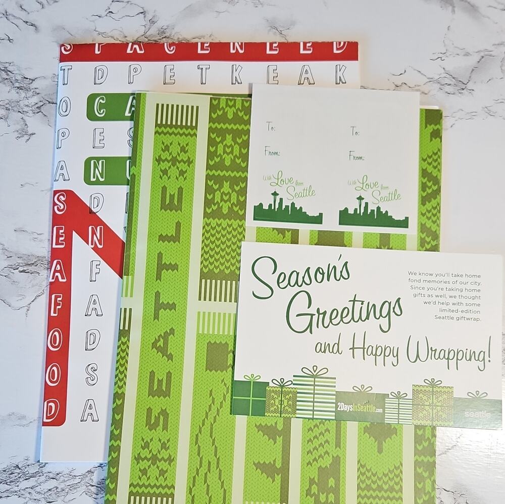 Seattle Gift Wrap Paper & “With Love From Seattle” Gift Tags Fifa